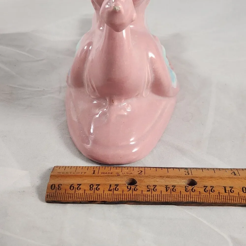 Royal Haeger R-712 Seated Peacock Fan Vase Mauve Agate Art Pottery c. 1950s-60s
